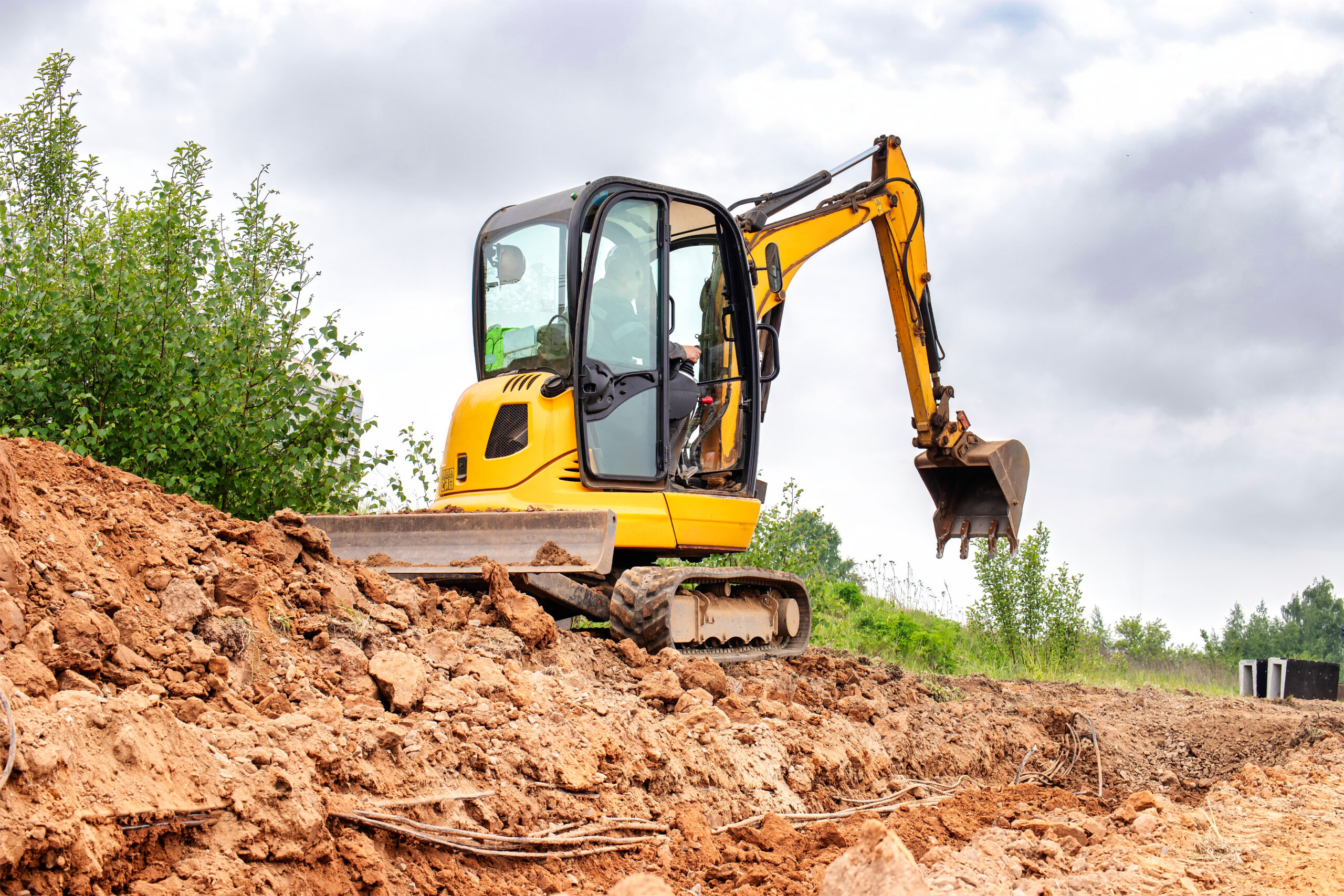 Mini digger hire for groundwork and landscaping